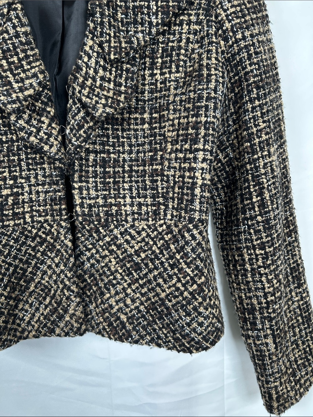 Rafaella Petite Ruffle Blazer Jacket Women’s Small Black Brown Wool Blend - Picture 4 of 11